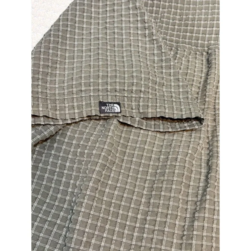 The North Face Green Khaki Plaid Short Sleeve Shirt Men’s XL Hiking Outdoor